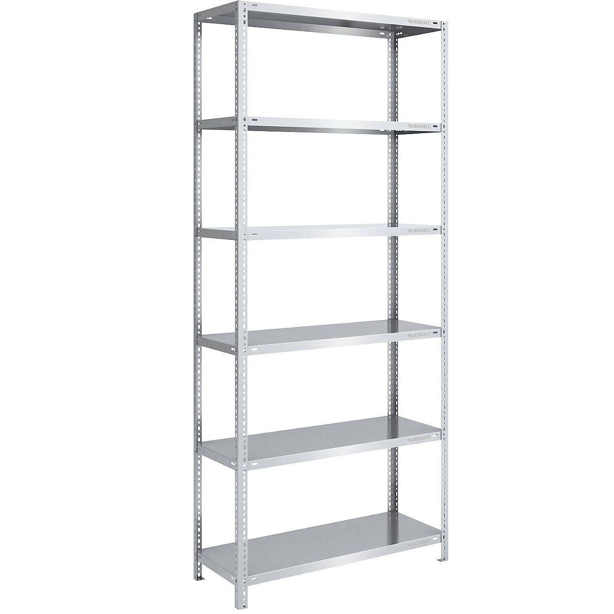 Bolt-together shelving, light duty – eurokraft pro, double-sided, HxWxD 2500 x 1000 x 500 mm, zinc plated, standard shelf unit-70