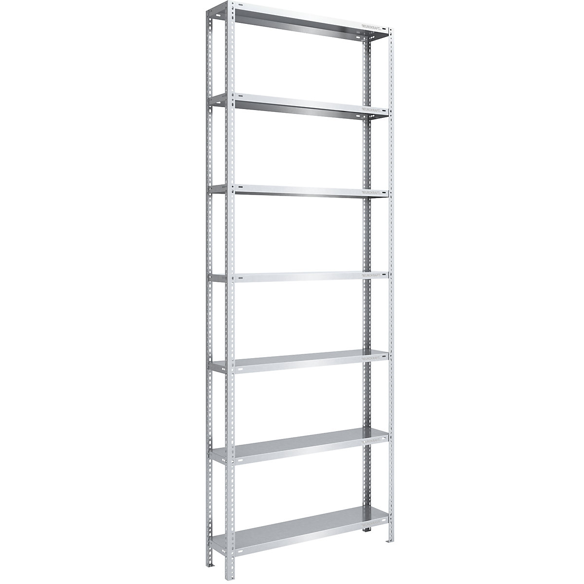 Bolt-together shelving, light duty – eurokraft pro, double-sided, HxWxD 3000 x 1000 x 300 mm, zinc plated, standard shelf unit-112