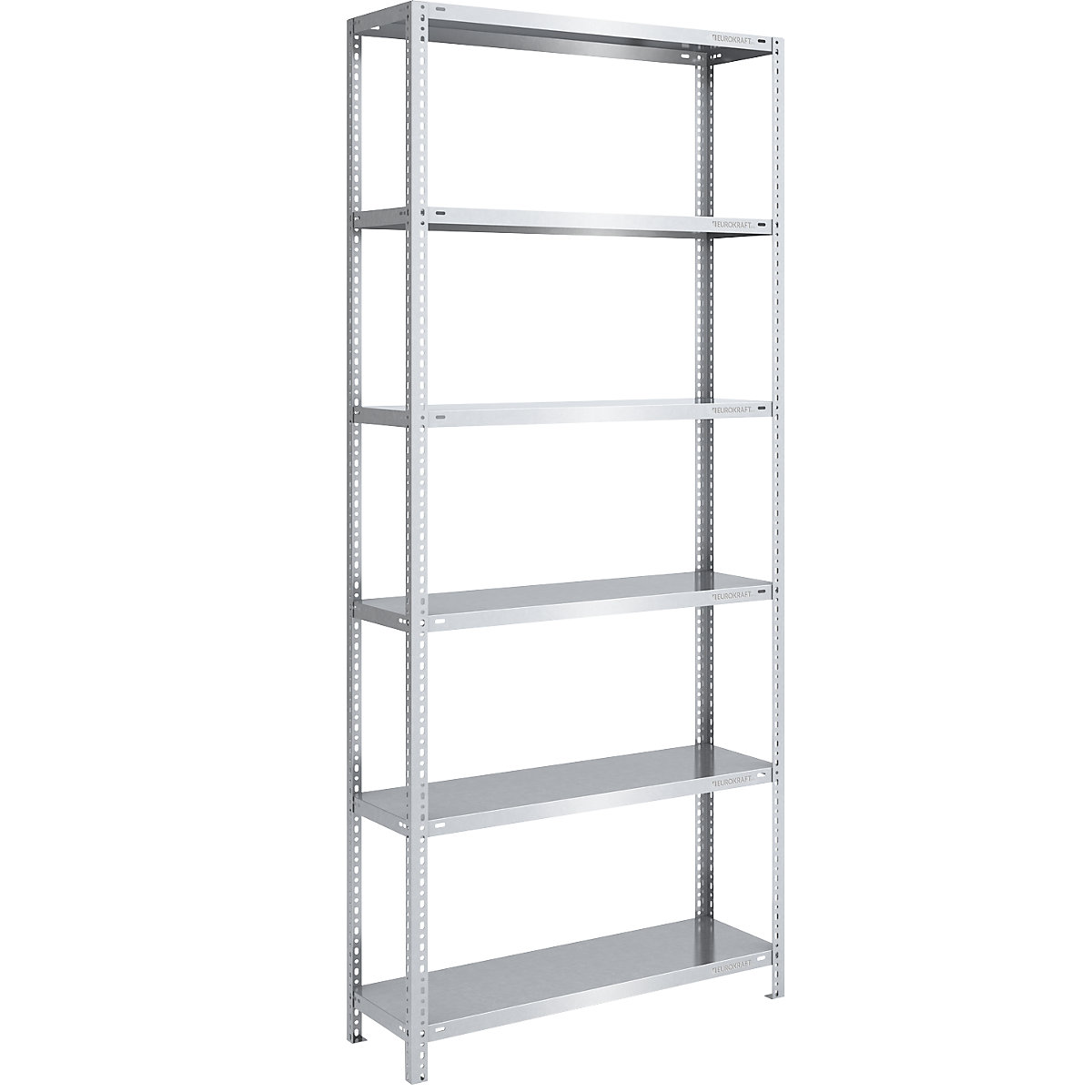 Bolt-together shelving, light duty – eurokraft pro, double-sided, HxWxD 2500 x 1000 x 400 mm, zinc plated, starter shelf unit-99