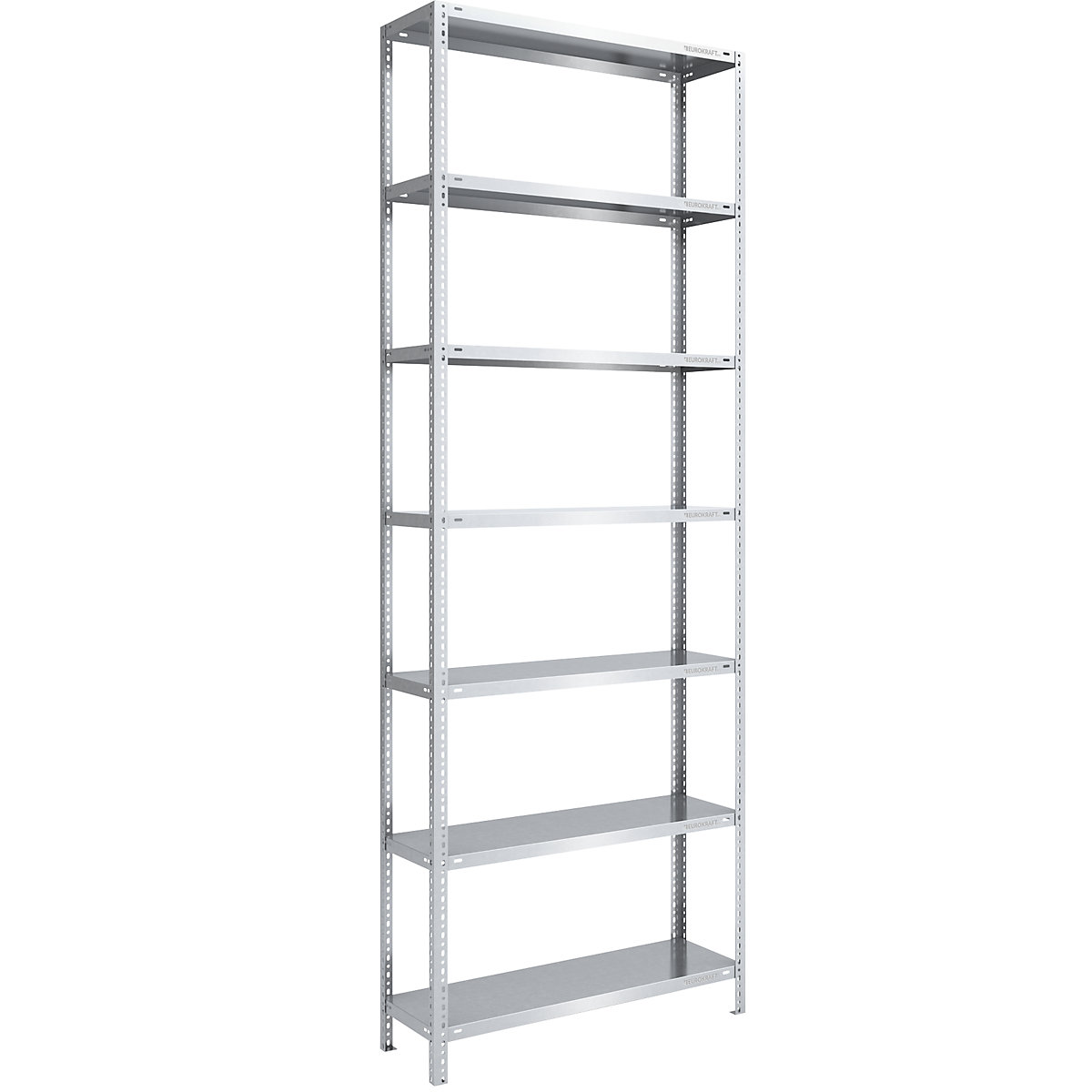 Bolt-together shelving, light duty – eurokraft pro, double-sided, HxWxD 3000 x 1000 x 400 mm, zinc plated, standard shelf unit-33