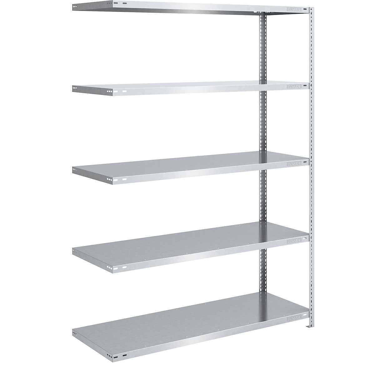 Bolt-together shelving, light duty – eurokraft pro, double-sided, HxWxD 2000 x 1300 x 600 mm, zinc plated, extension shelf unit-25