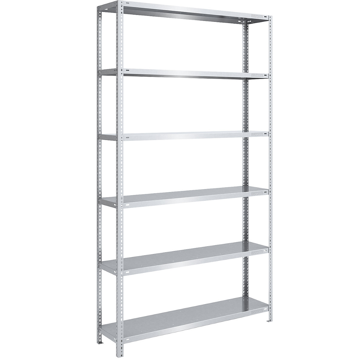 Bolt-together shelving, light duty – eurokraft pro, double-sided, HxWxD 2500 x 1300 x 400 mm, zinc plated, standard shelf unit-121