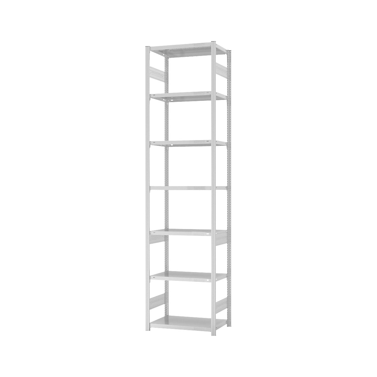 Boltless shelving unit, light duty – eurokraft pro, double-sided, HxWxD 3000 x 750 x 400 mm, grey, basic shelving unit-110