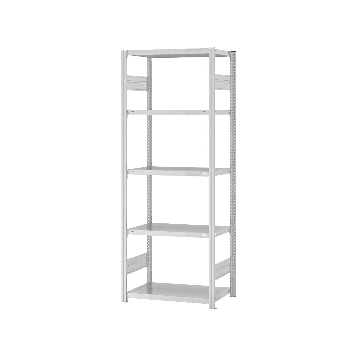 Boltless shelving unit, light duty – eurokraft pro, double-sided, HxWxD 2000 x 750 x 400 mm, grey, standard shelf unit-101