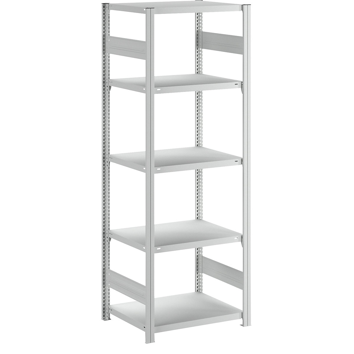 Boltless shelving unit, light duty – eurokraft pro, double-sided, HxWxD 2000 x 750 x 600 mm, grey, standard shelf unit-58