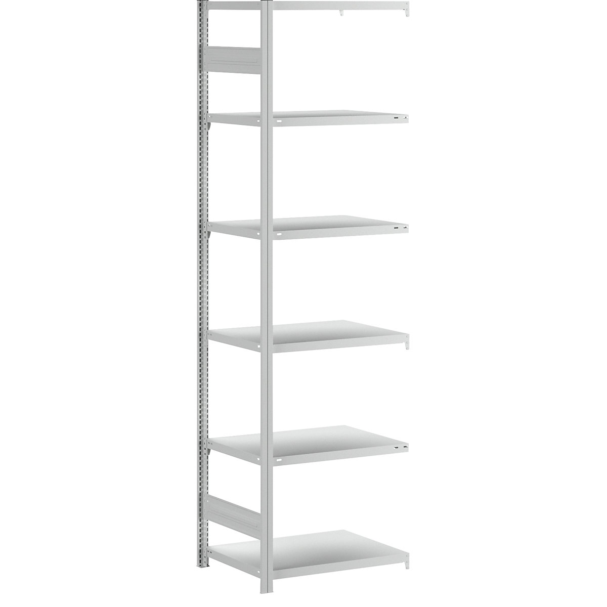 Boltless shelving unit, light duty – eurokraft pro, double-sided, HxWxD 2500 x 750 x 600 mm, grey, extension shelf unit-79