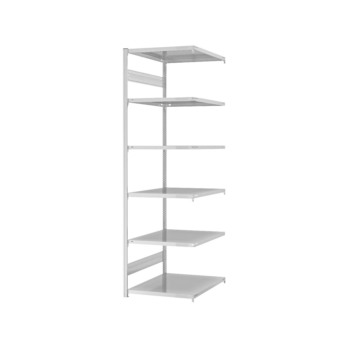 Boltless shelving unit, light duty – eurokraft pro, double-sided, HxWxD 2500 x 750 x 800 mm, grey, extension shelf unit-39