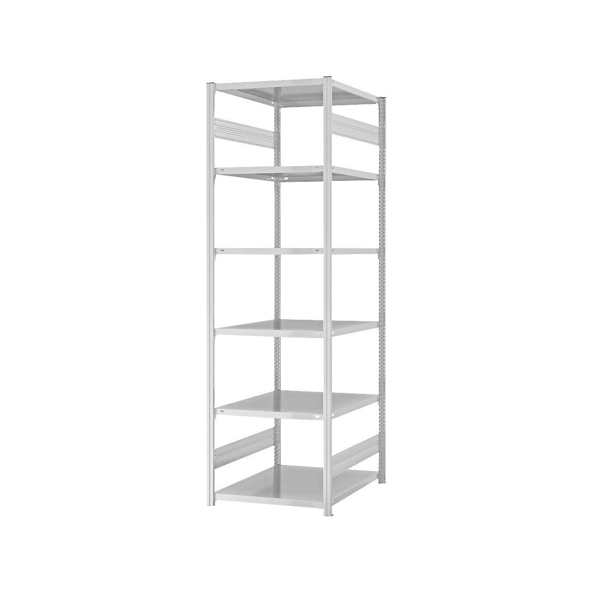 Boltless shelving unit, light duty – eurokraft pro, double-sided, HxWxD 2500 x 750 x 800 mm, grey, basic shelving unit-104