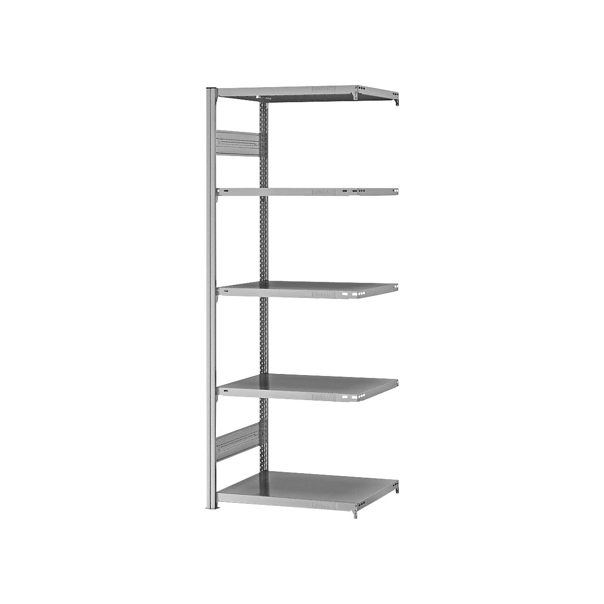 Boltless shelving unit, light duty – eurokraft pro, double-sided, HxWxD 2000 x 750 x 500 mm, zinc plated, extension shelf unit-59