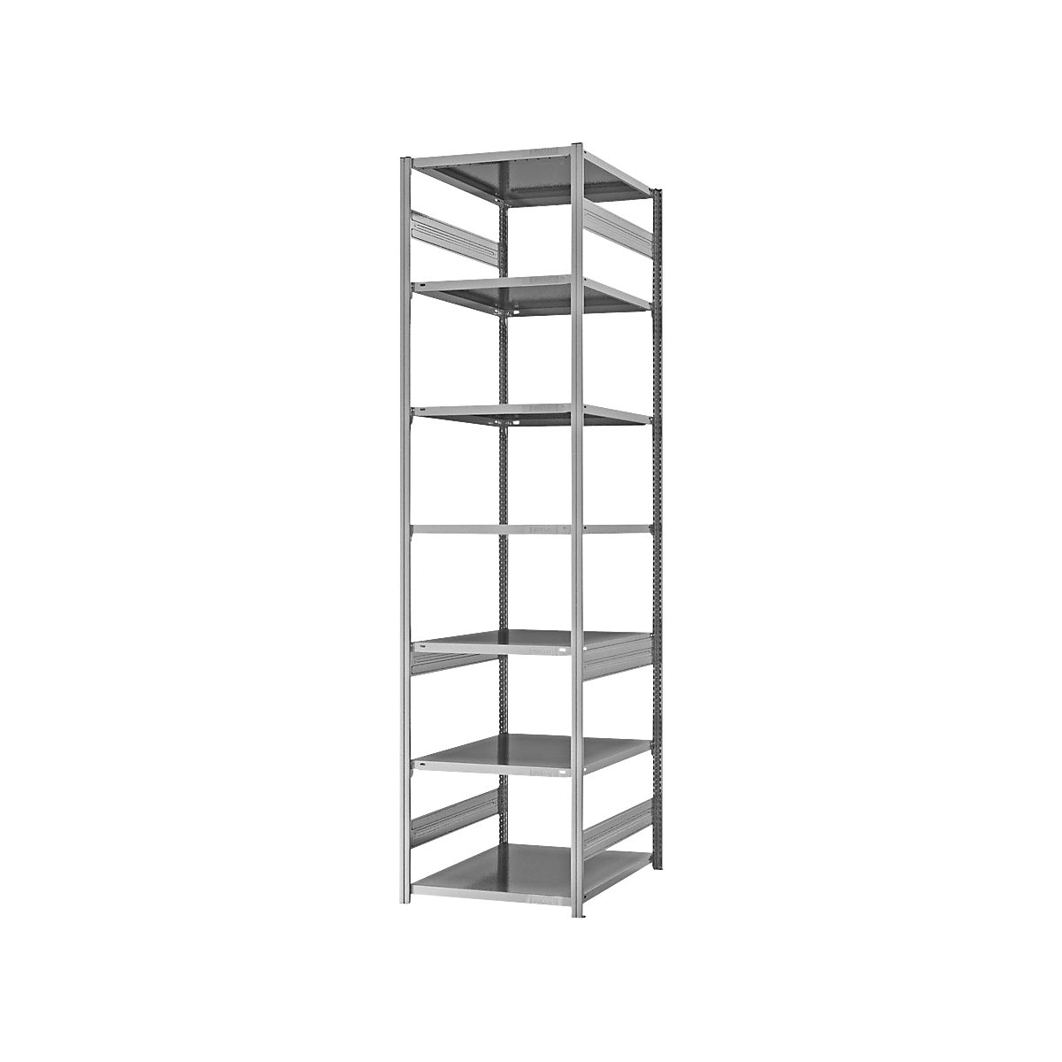 Boltless shelving unit, light duty – eurokraft pro, double-sided, HxWxD 3000 x 750 x 800 mm, zinc plated, standard shelf unit-105