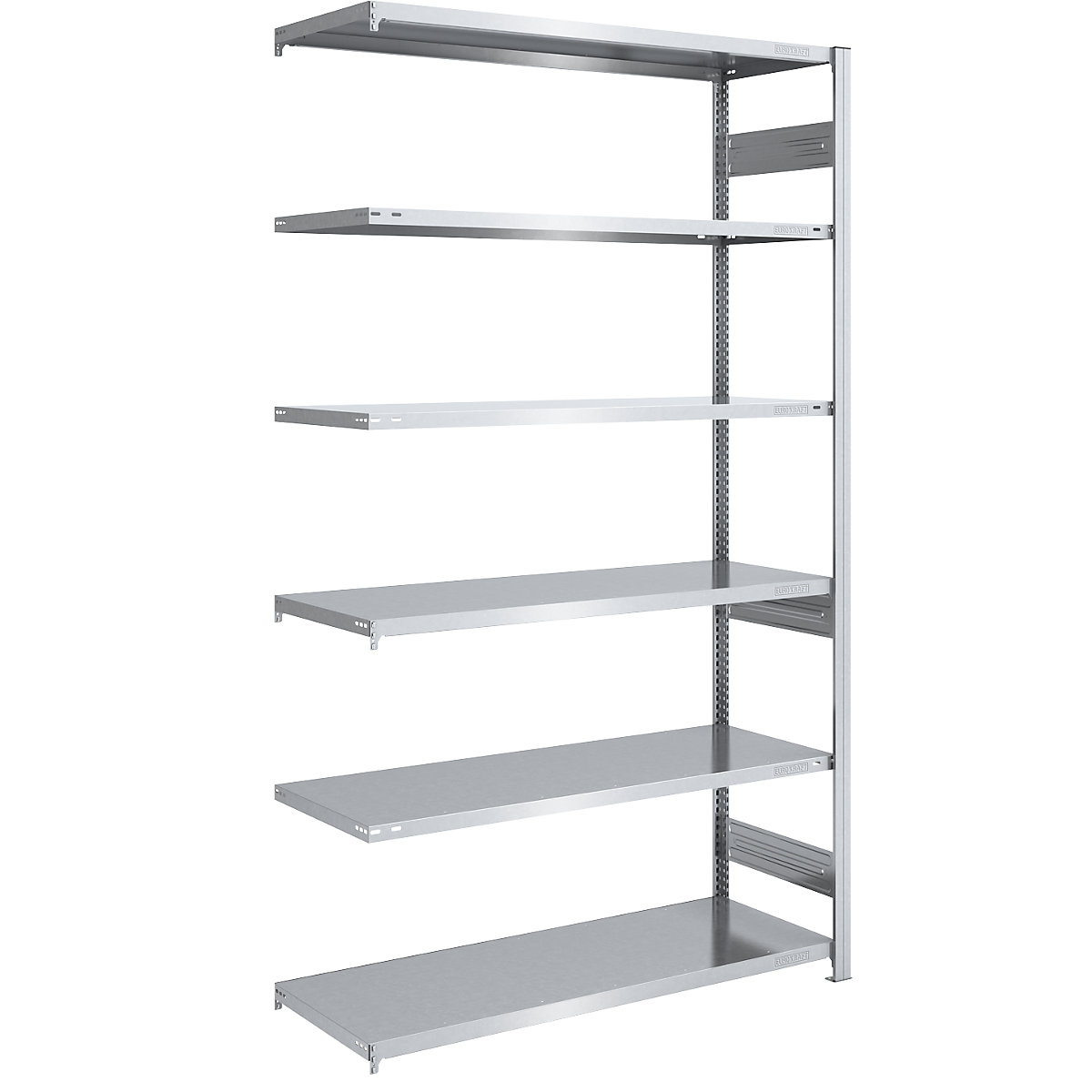 Boltless shelving unit, medium duty – eurokraft pro, double-sided, HxWxD 2500 x 1300 x 600 mm, zinc plated, extension shelving unit-13