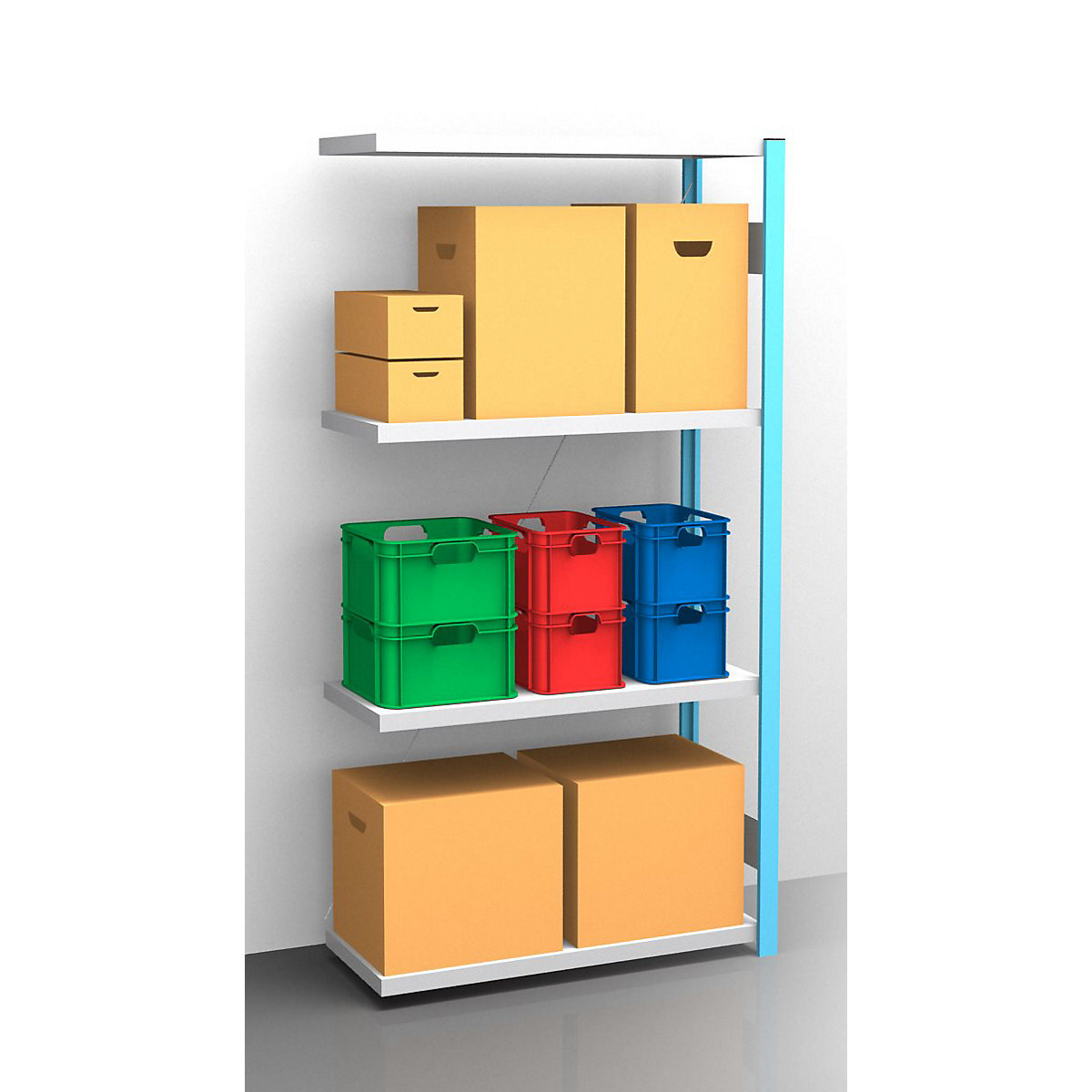 Boltless shelving unit – eurokraft pro, blue / zinc plated, shelf height 2000 mm, shelf width 965 mm, extension shelf unit, shelf depth 450 mm-9