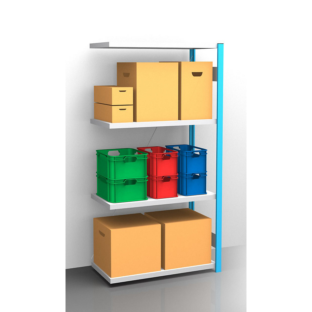 Boltless shelving unit – eurokraft pro, blue / zinc plated, shelf height 2000 mm, shelf width 965 mm, extension shelf unit, shelf depth 550 mm-16