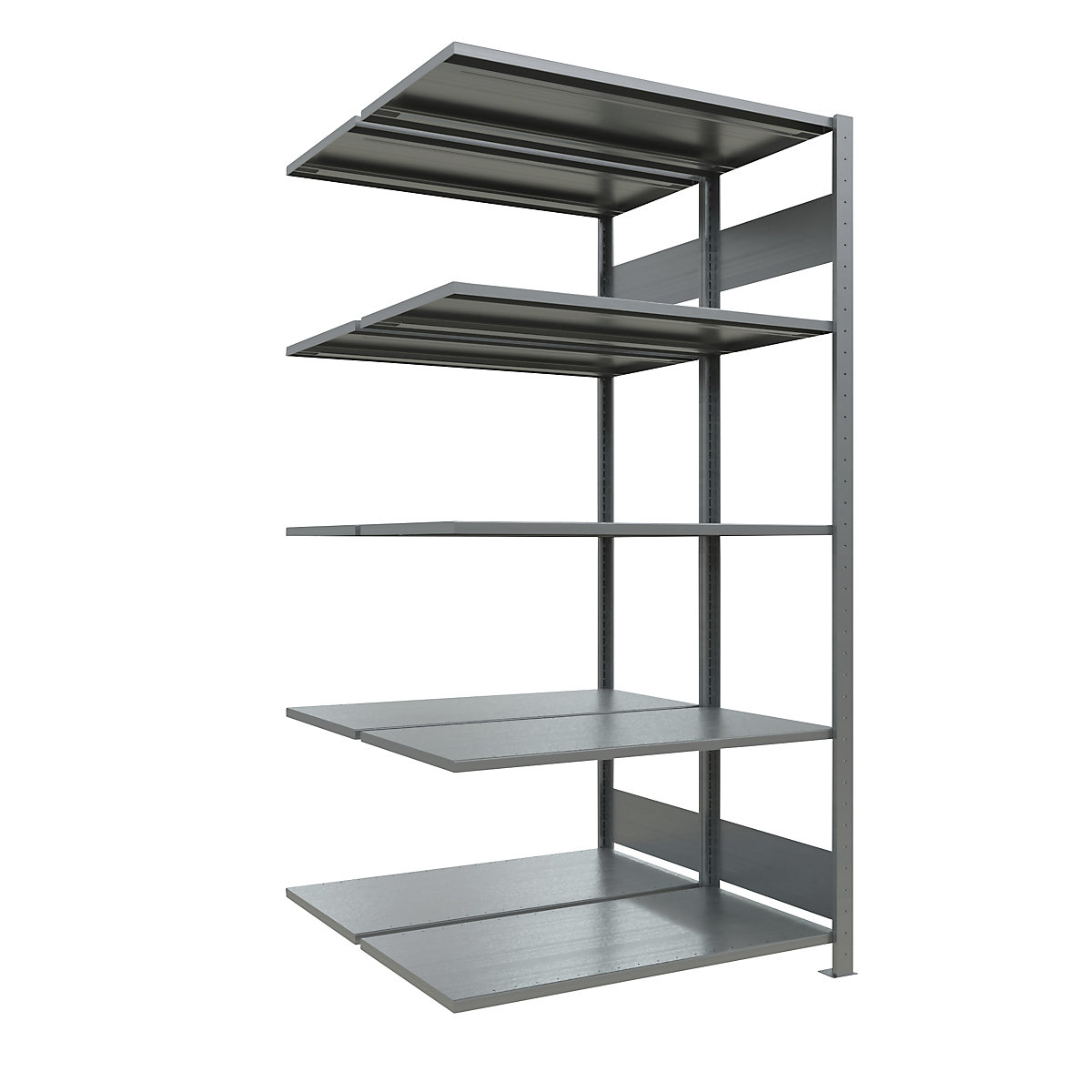 Boltless shelving unit – eurokraft pro, double row, shelf WxD 1000 x (2 x 500) mm, zinc plated, height 2000 mm, extension shelf unit-26