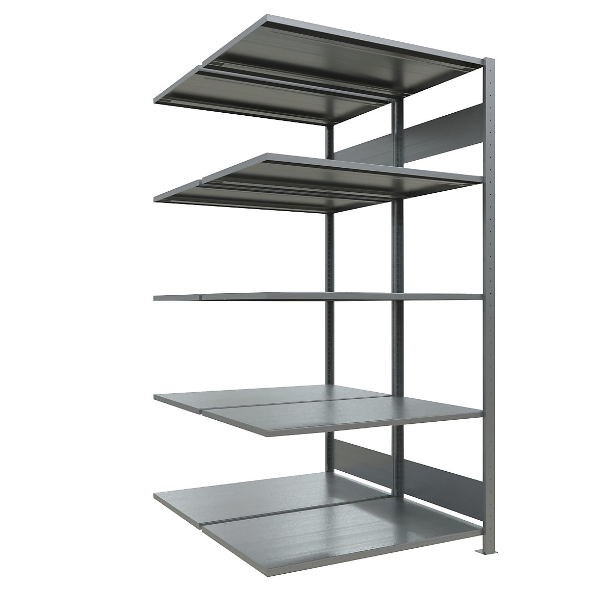 Boltless shelving unit – eurokraft pro, double row, shelf WxD 1000 x (2 x 600) mm, zinc plated, height 2000 mm, extension shelf unit-14