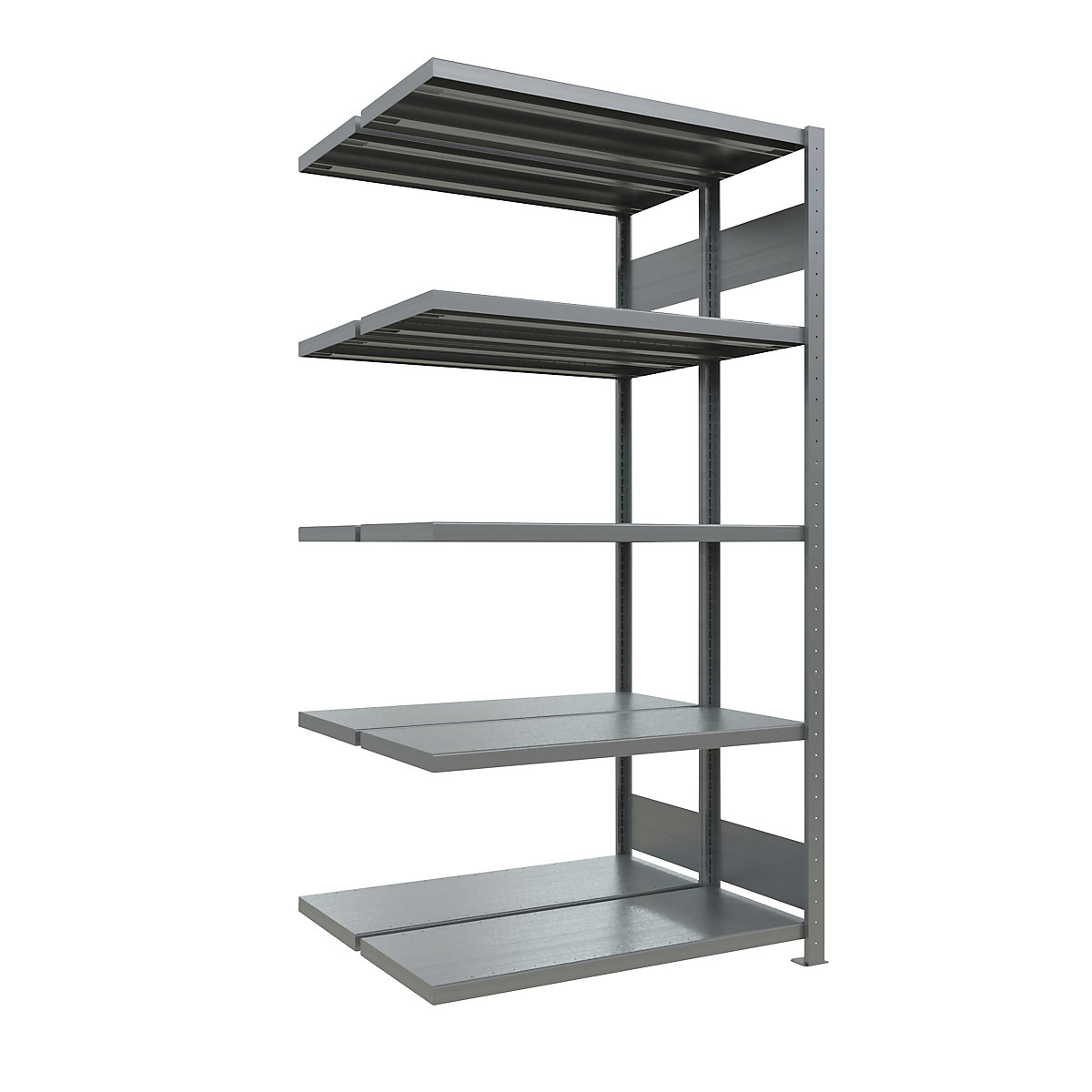 Boltless shelving unit – eurokraft pro, double row, shelf WxD 1300 x (2 x 400) mm, zinc plated, height 2000 mm, extension shelf unit-6