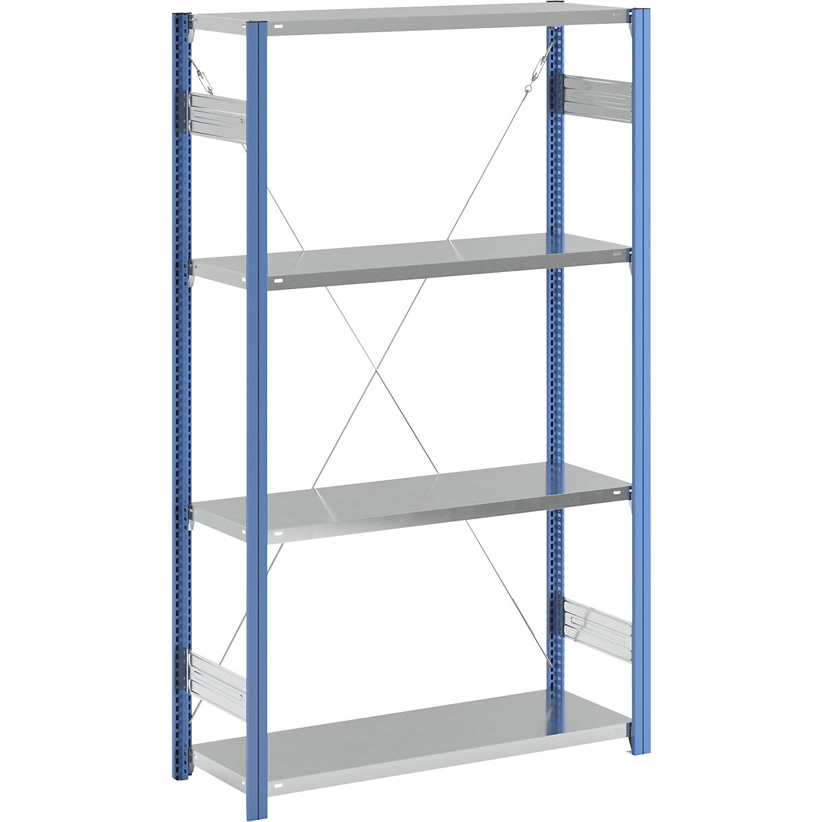 Boltless shelving unit – eurokraft pro, blue / zinc plated, shelf height 2000 mm, shelf width 1215 mm, standard shelf unit, shelf depth 450 mm-1