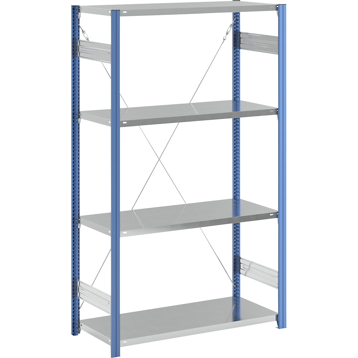 Boltless shelving unit – eurokraft pro, blue / zinc plated, shelf height 2000 mm, shelf width 1215 mm, standard shelf unit, shelf depth 550 mm-12