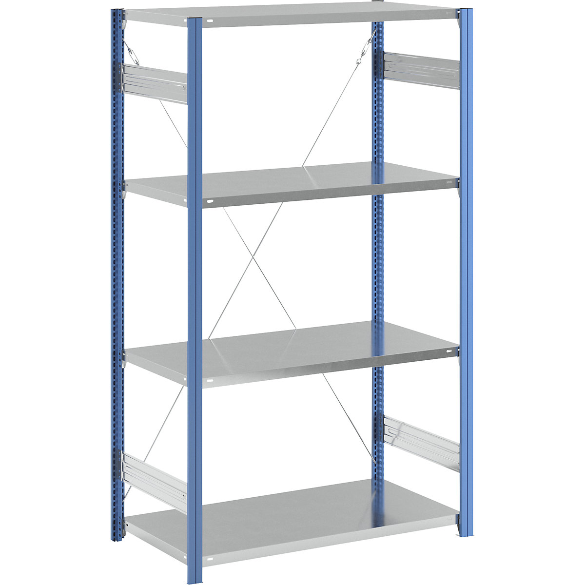 Boltless shelving unit – eurokraft pro, blue / zinc plated, shelf height 2000 mm, shelf width 1215 mm, standard shelf unit, shelf depth 650 mm-3