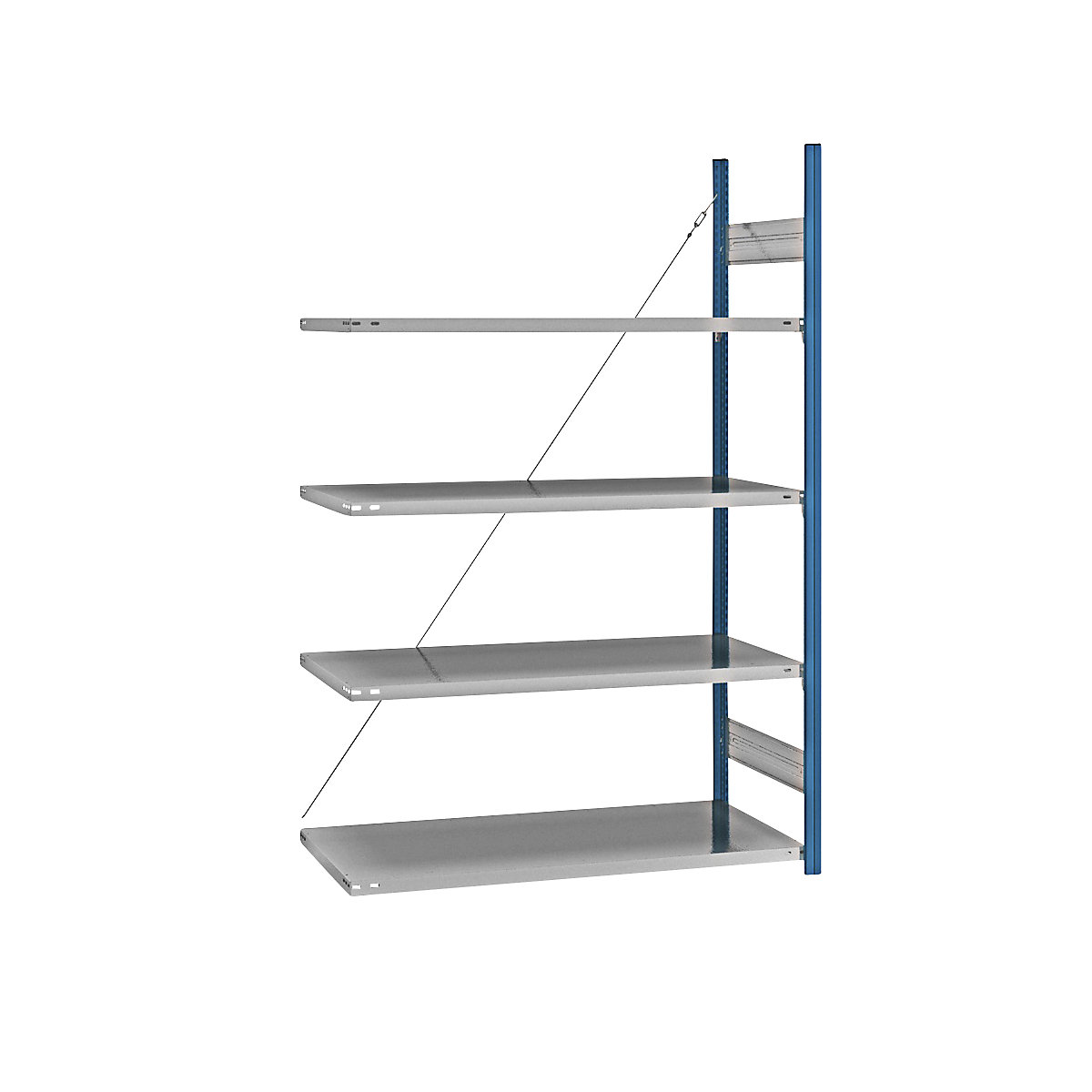 Boltless shelving unit – eurokraft pro, blue / zinc plated, shelf height 2000 mm, shelf width 1215 mm, extension shelf unit, shelf depth 650 mm-27