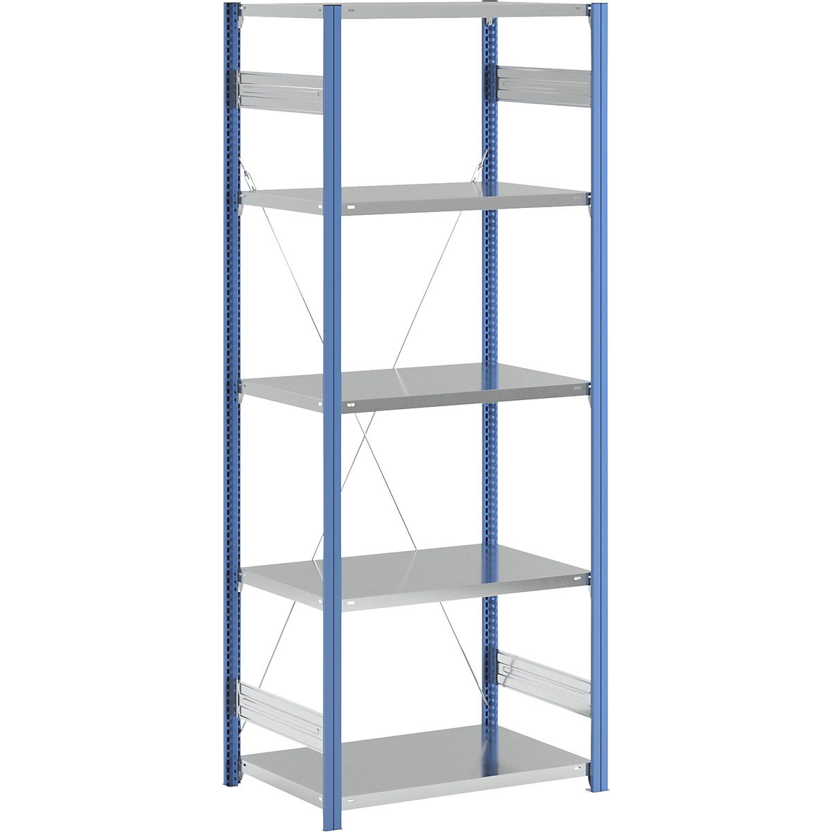Boltless shelving unit – eurokraft pro, blue / zinc plated, shelf height 2350 mm, shelf width 965 mm, standard shelf unit, shelf depth 650 mm-10
