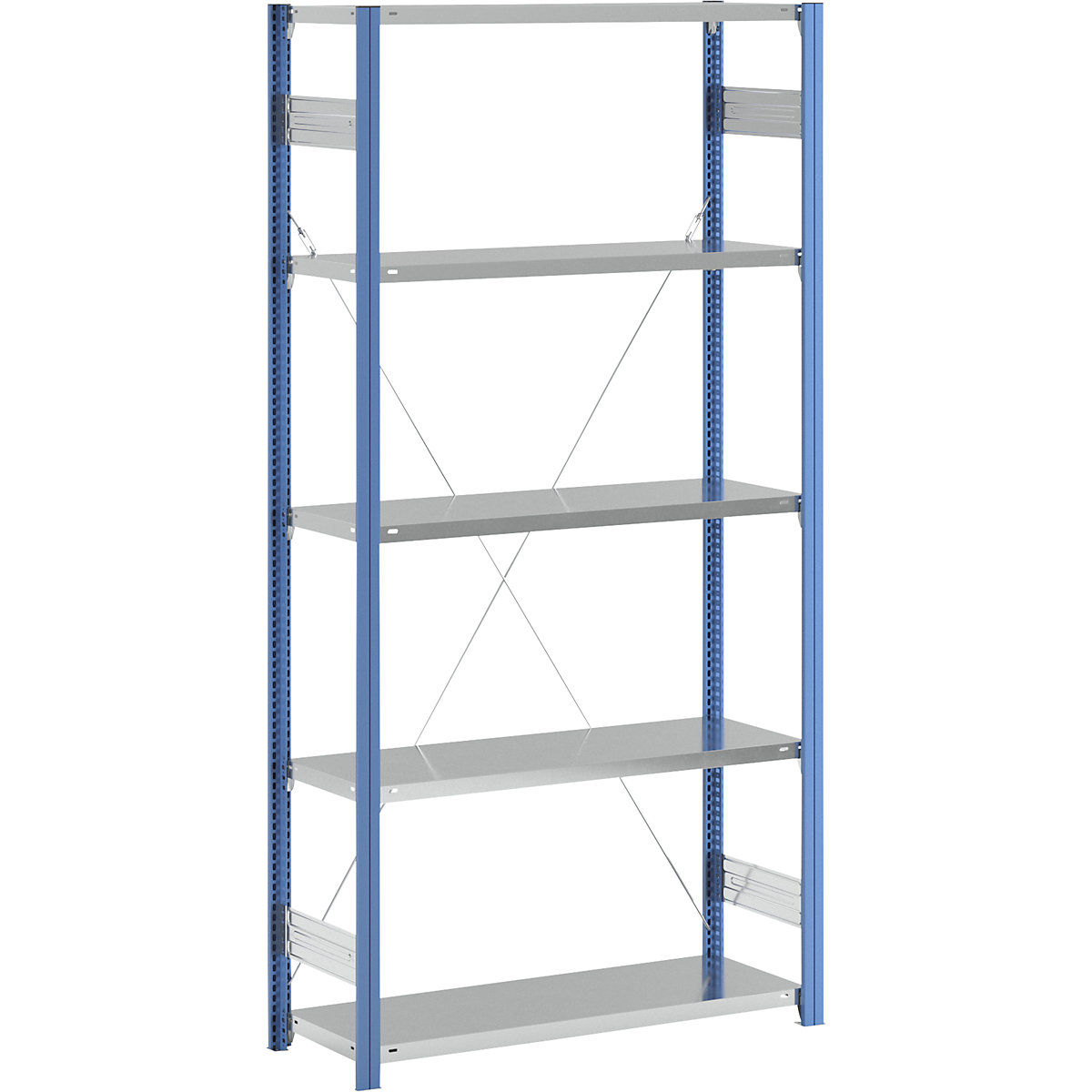 Boltless shelving unit – eurokraft pro, blue / zinc plated, shelf height 2350 mm, shelf width 1215 mm, standard shelf unit, shelf depth 450 mm-24