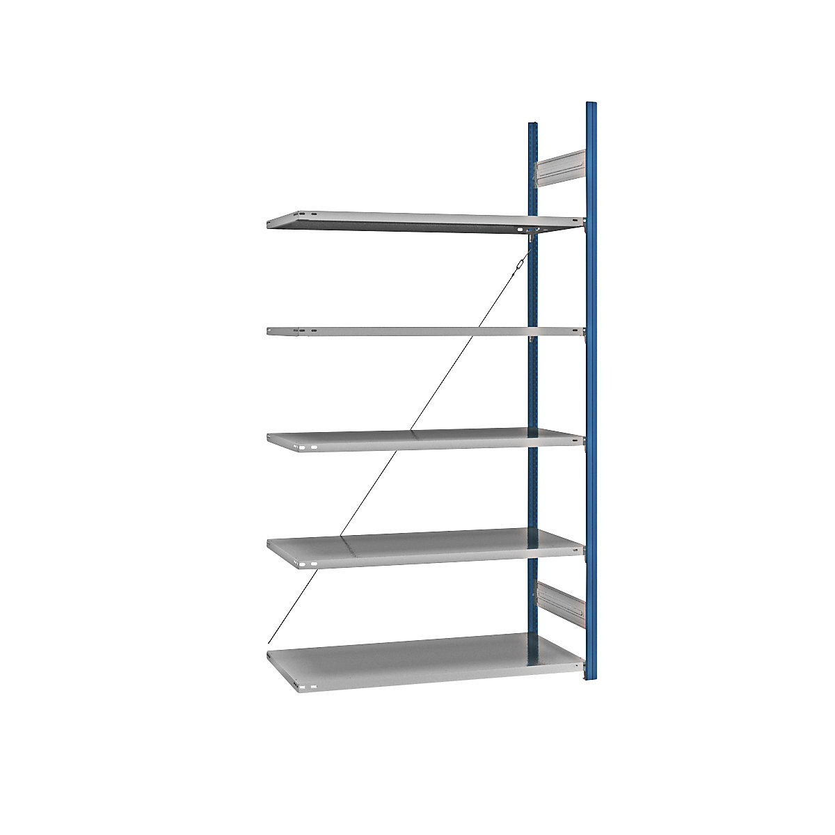 Boltless shelving unit – eurokraft pro, blue / zinc plated, shelf height 2350 mm, shelf width 1215 mm, extension shelf unit, shelf depth 650 mm-15
