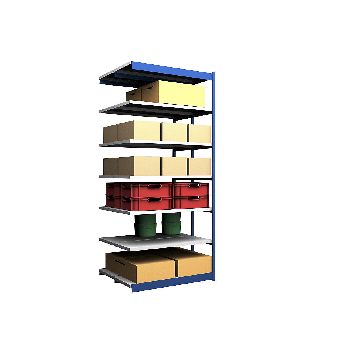 Stable boltless shelf unit, double sided - hofe