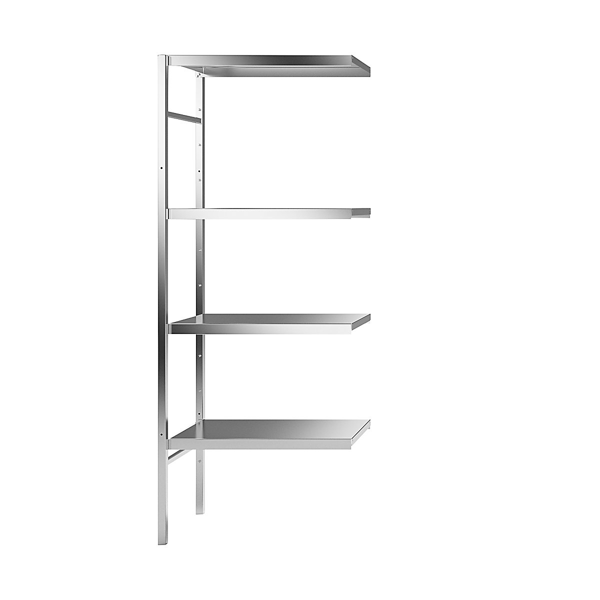 Stainless steel boltless shelf unit, 4 smooth shelves