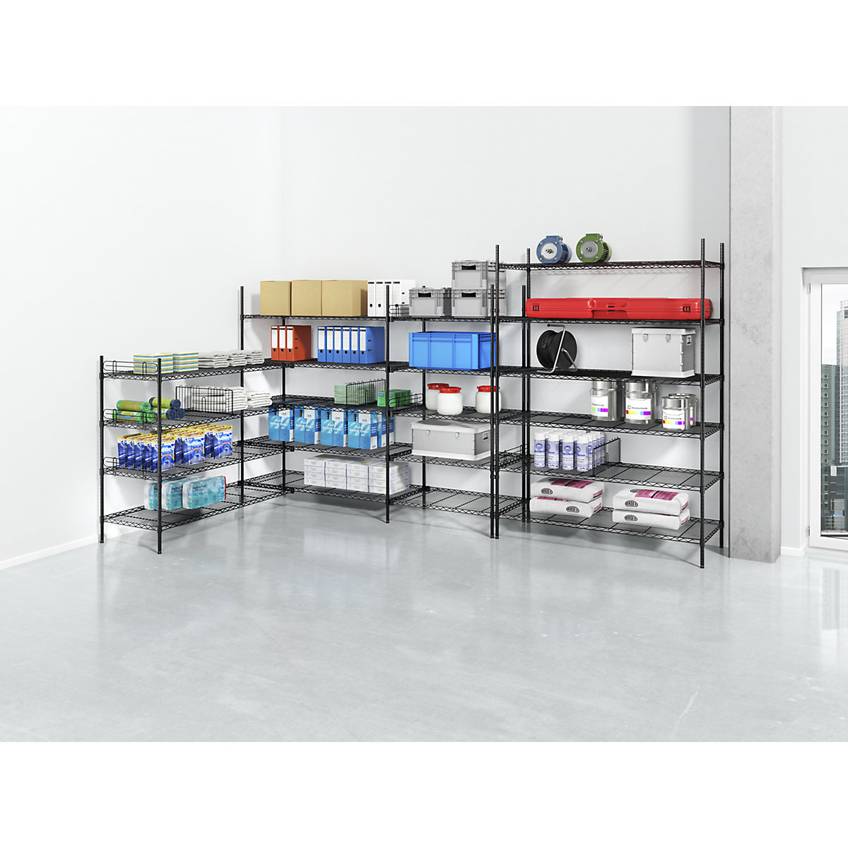 Steel wire mesh shelf unit, black (Product illustration 2)-1