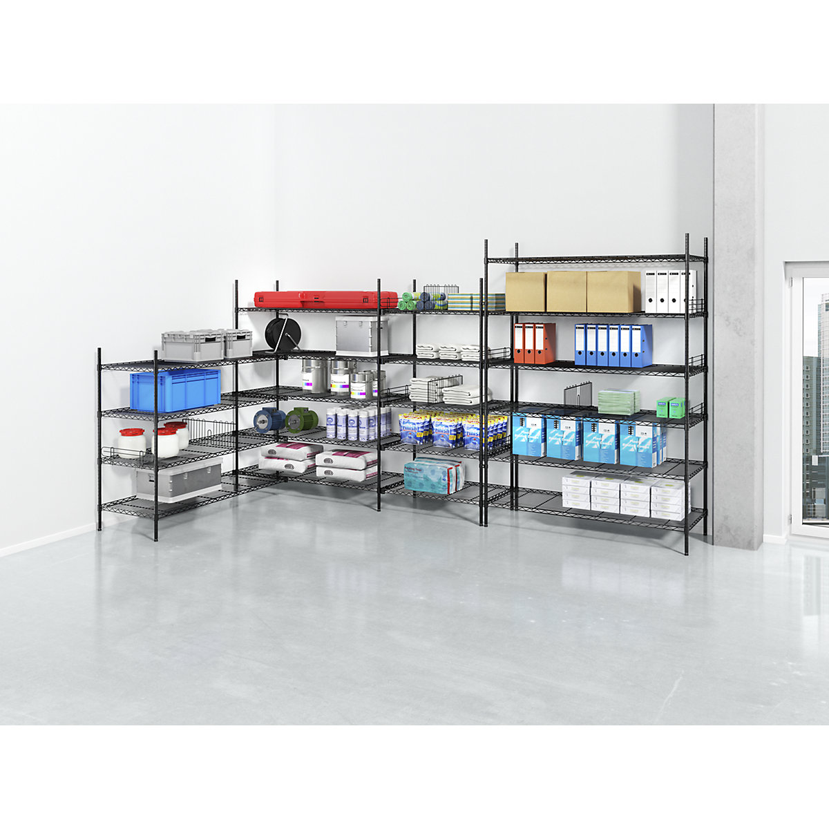 Steel wire mesh shelf unit, black (Product illustration 3)-2