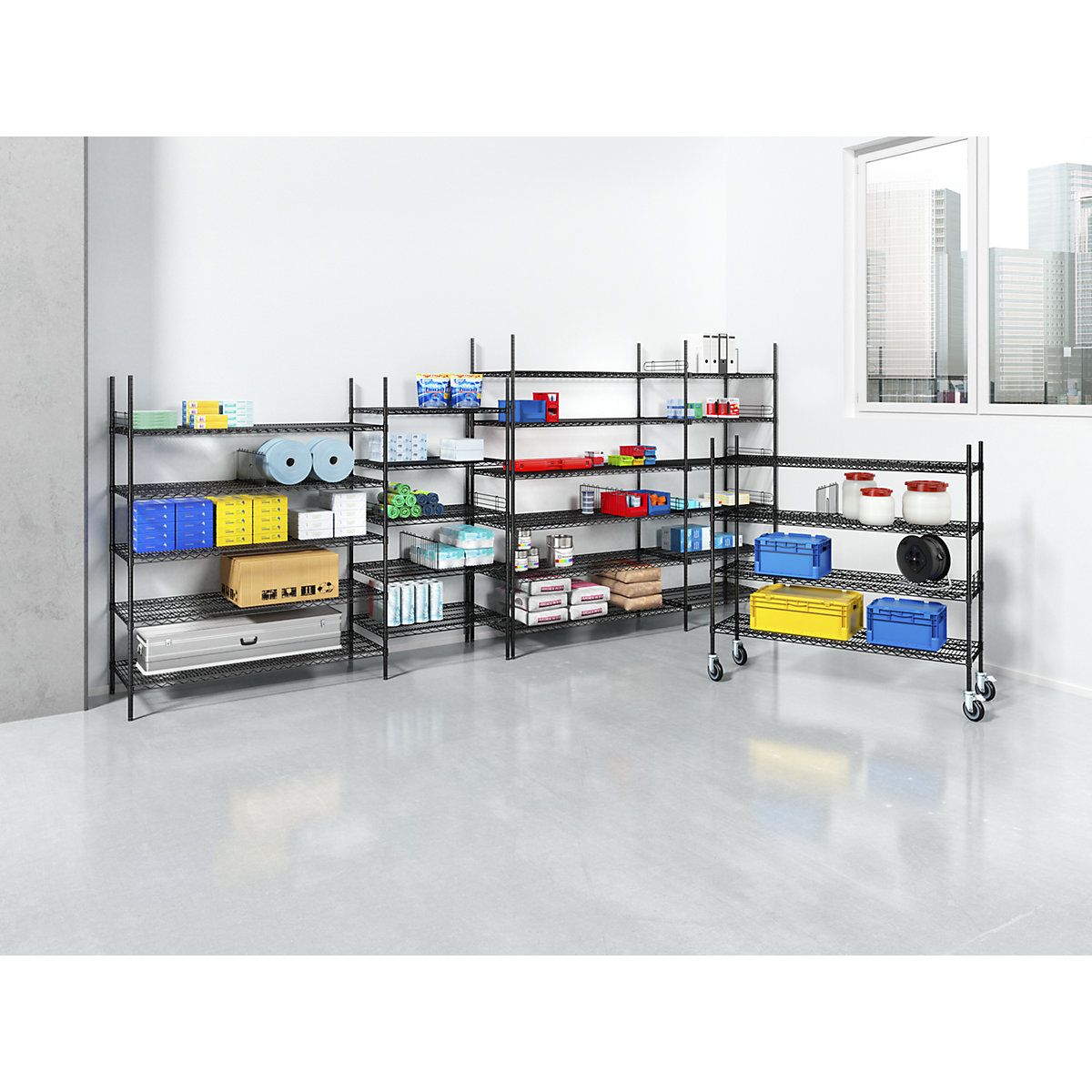 Steel wire mesh shelf unit, black (Product illustration 5)-4