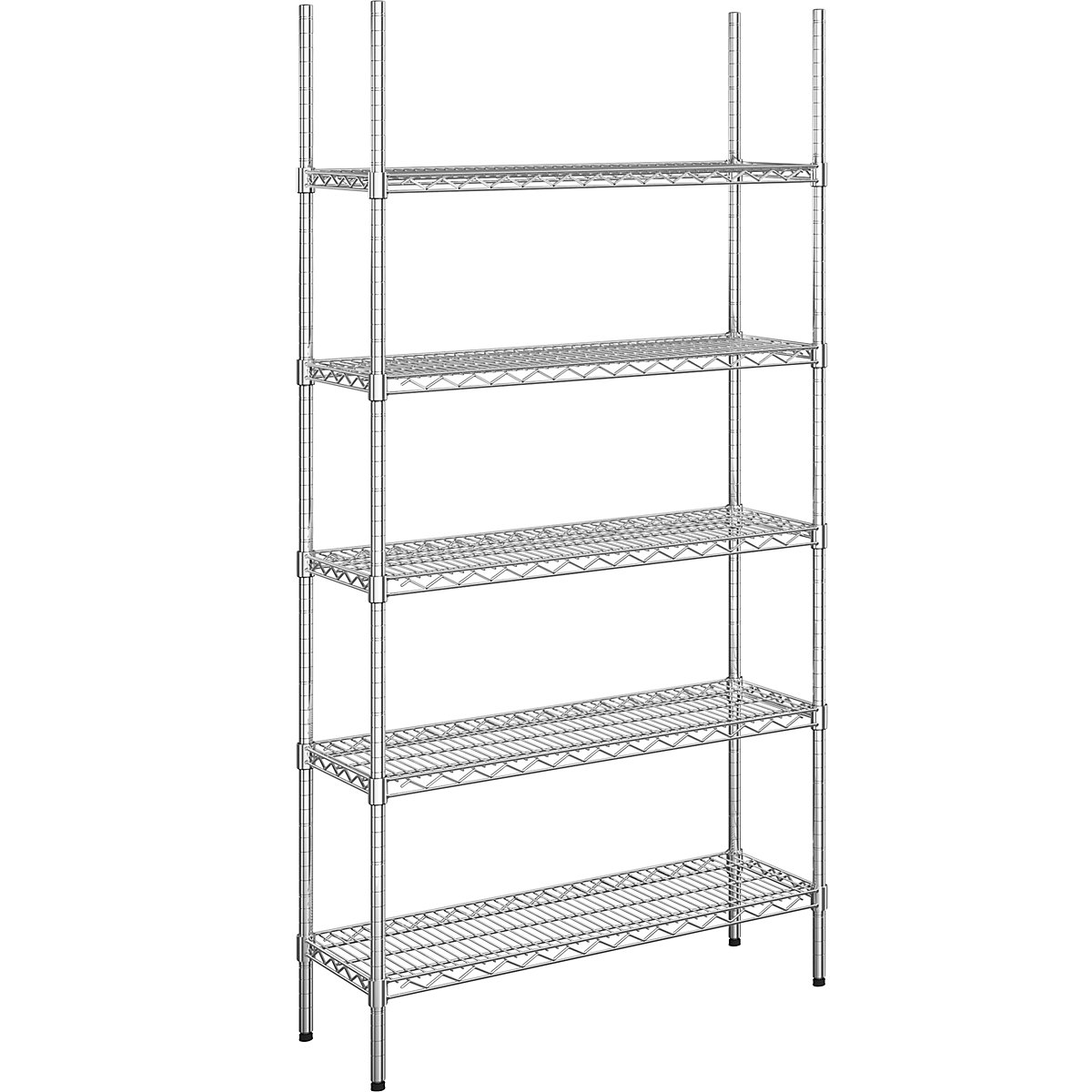 Steel wire mesh shelf unit, chrome plated