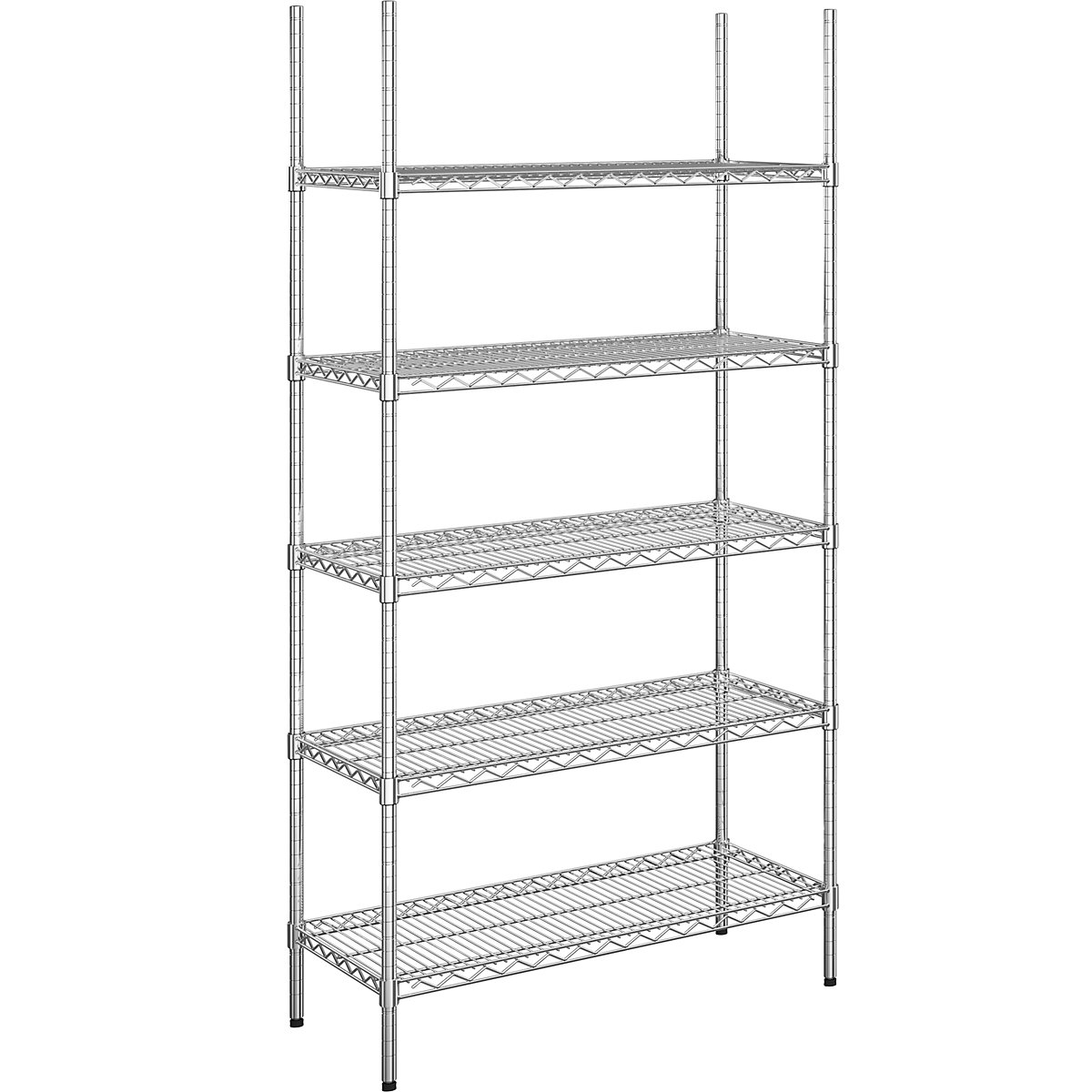 Steel wire mesh shelf unit, chrome plated