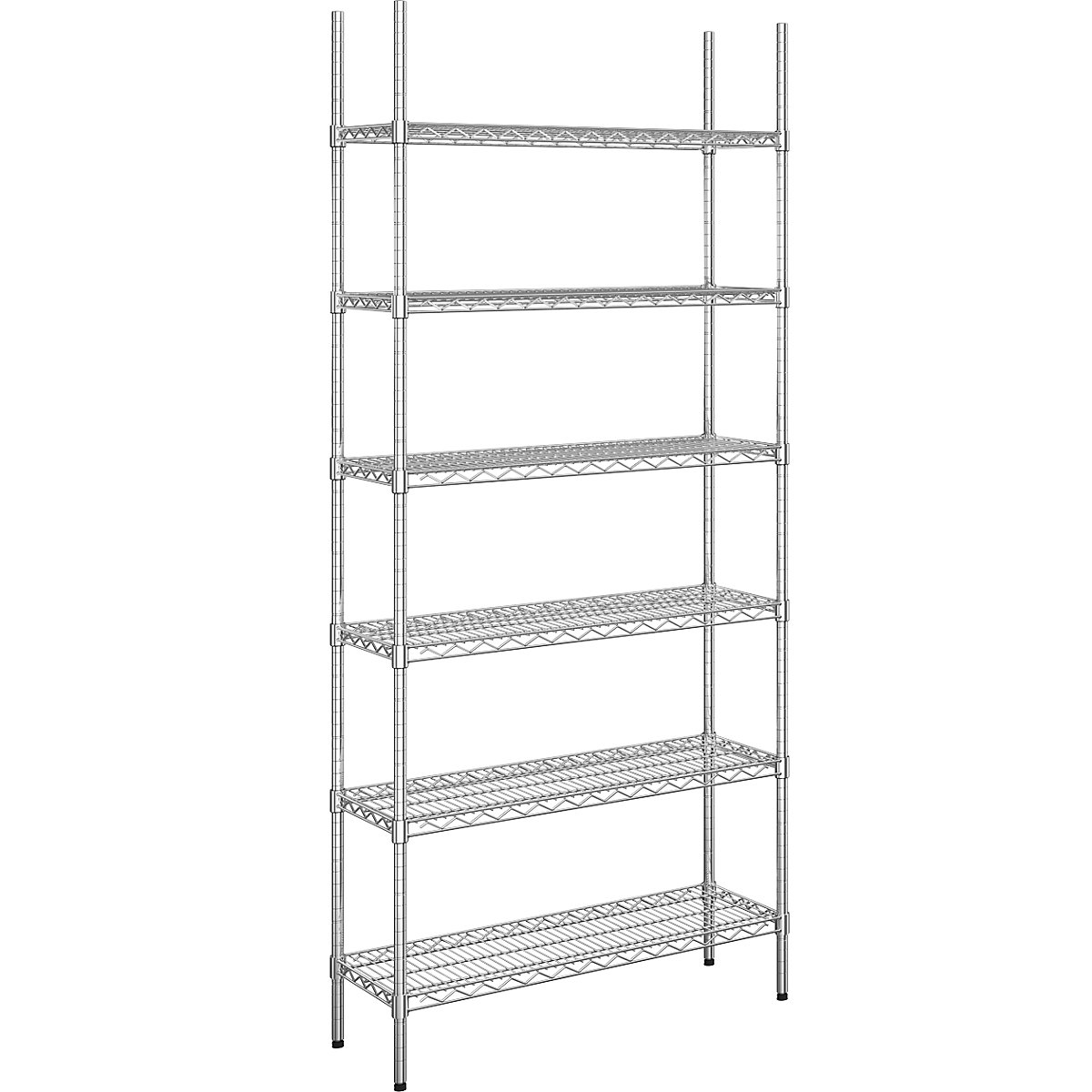 Steel wire mesh shelf unit, chrome plated