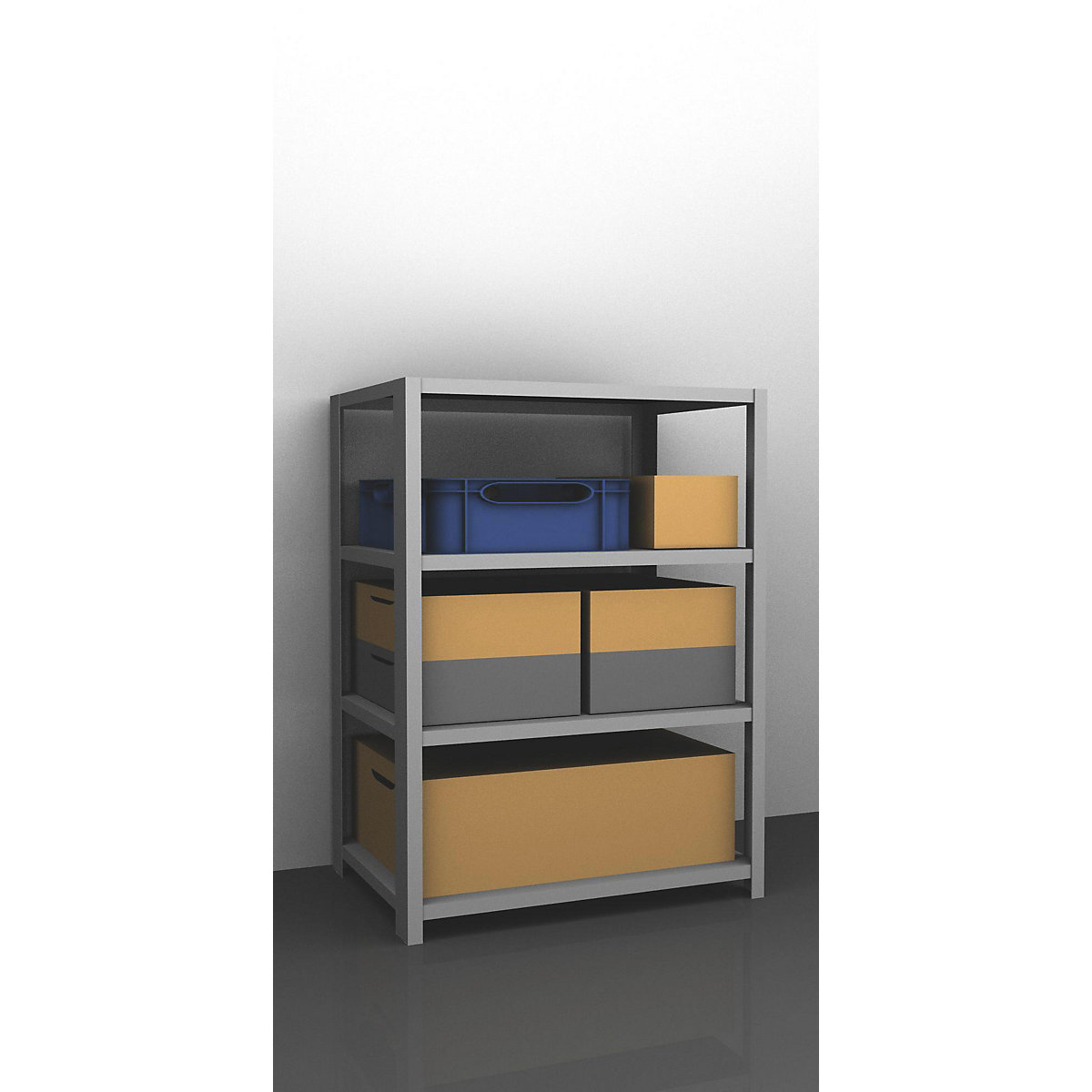 Storage bolt-together shelving, medium-duty – eurokraft pro, double-sided, HxWxD 1500 x 1300 x 800 mm, zinc plated, standard shelf unit-44