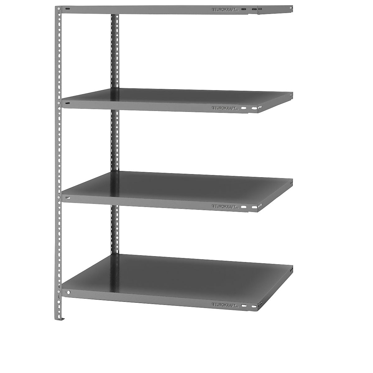 Storage bolt-together shelving, medium-duty – eurokraft pro, double-sided, HxWxD 1500 x 1000 x 800 mm, zinc plated, extension shelf unit-62