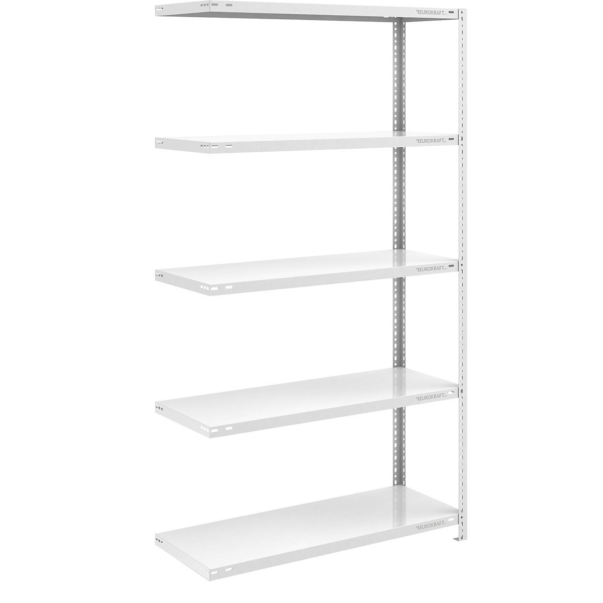 Storage bolt-together shelving, medium-duty – eurokraft pro, double-sided, HxWxD 2000 x 1000 x 500 mm, light grey, extension shelf unit-93