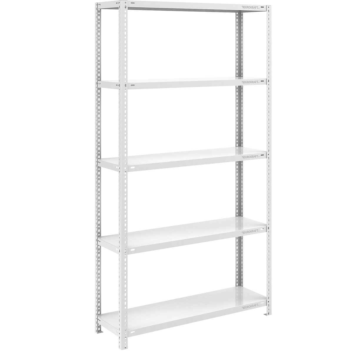 Storage bolt-together shelving, medium-duty – eurokraft pro, double-sided, HxWxD 2000 x 1000 x 400 mm, light grey, standard shelf unit-141