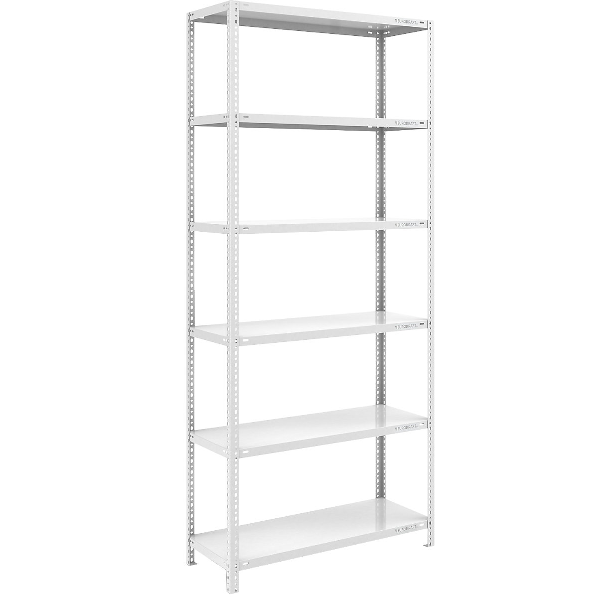 Storage bolt-together shelving, medium-duty – eurokraft pro, double-sided, HxWxD 2500 x 1000 x 500 mm, light grey, standard shelf unit-29