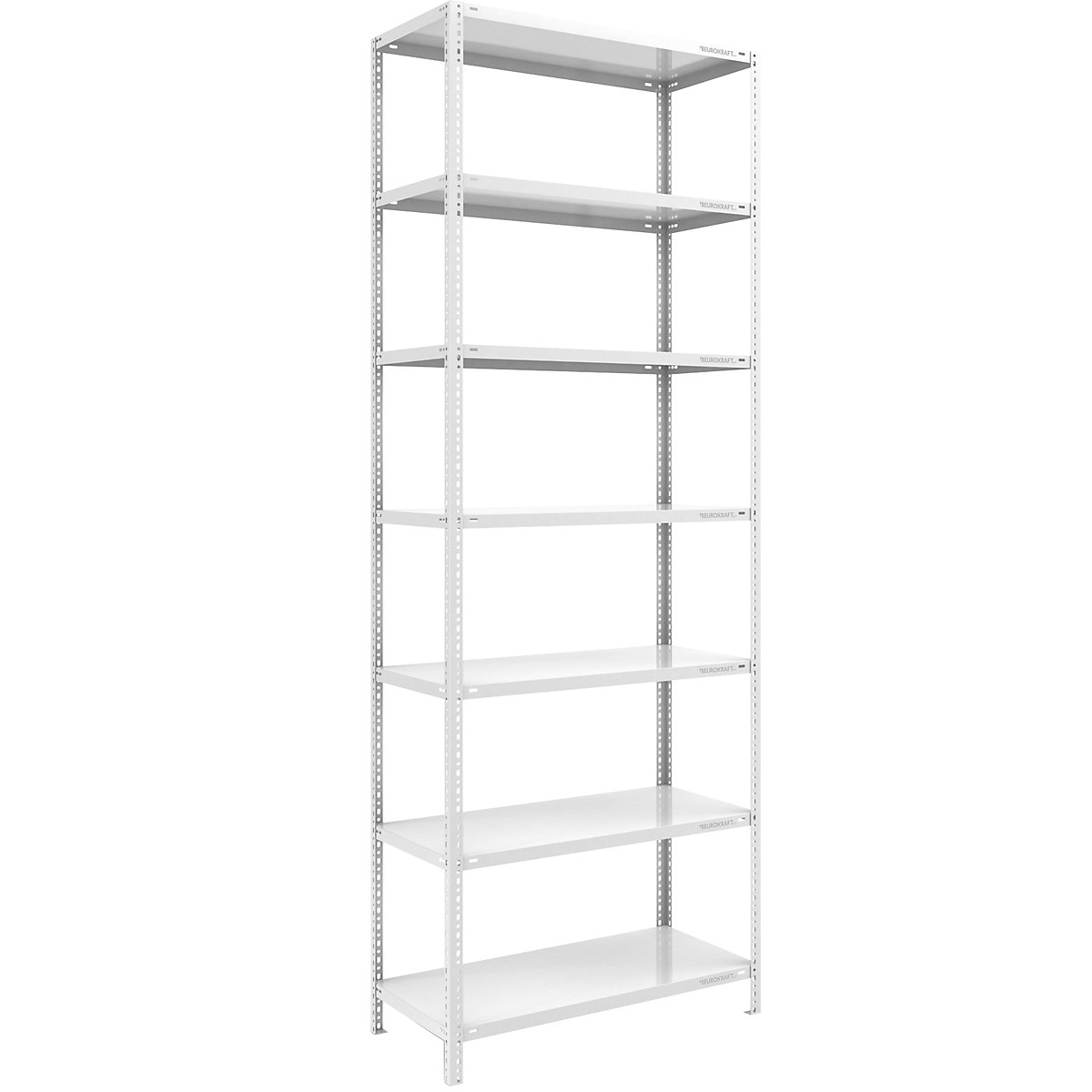 Storage bolt-together shelving, medium-duty – eurokraft pro, double-sided, HxWxD 3000 x 1000 x 600 mm, light grey, standard shelf unit-61