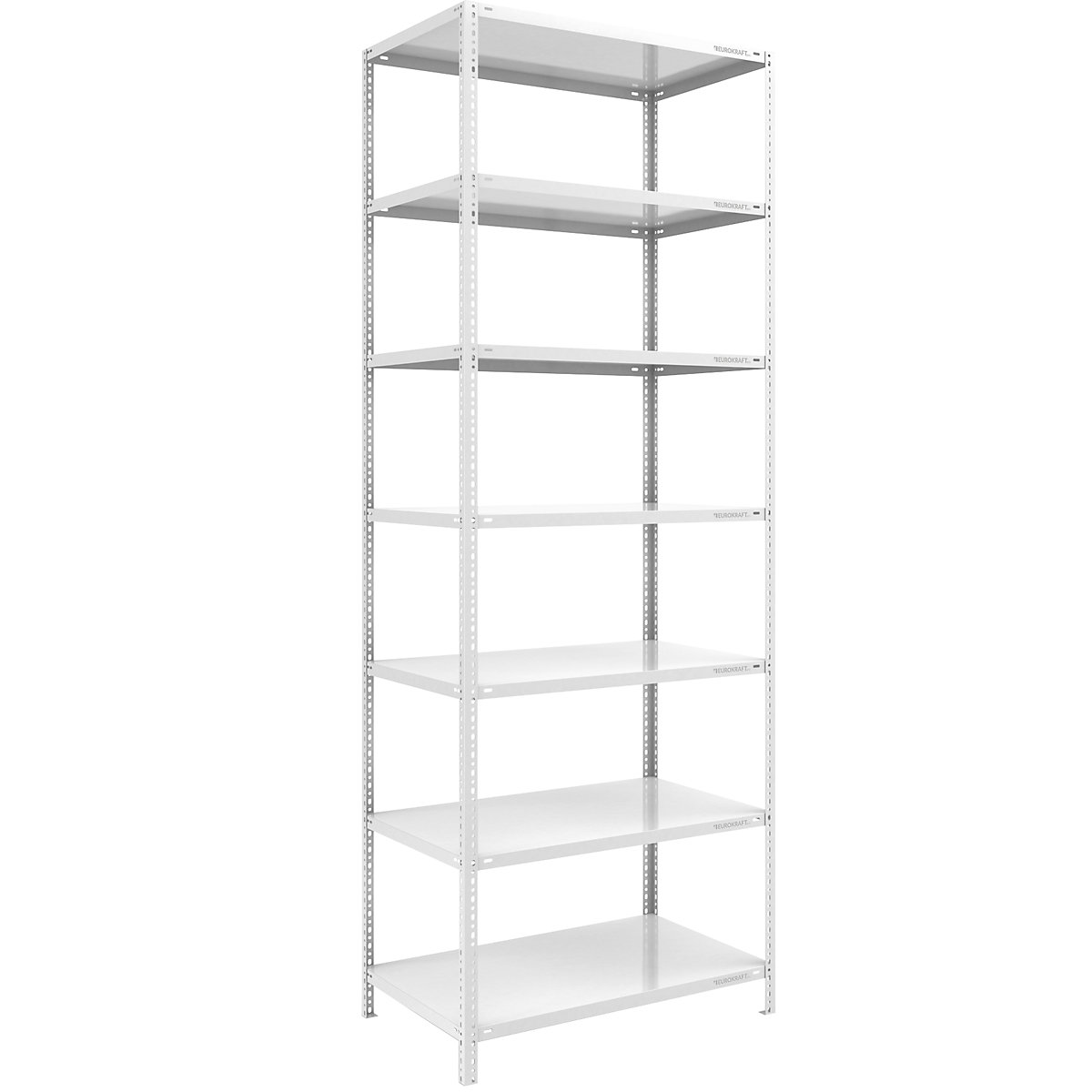 Storage bolt-together shelving, medium-duty – eurokraft pro, double-sided, HxWxD 3000 x 1000 x 800 mm, light grey, standard shelf unit-135