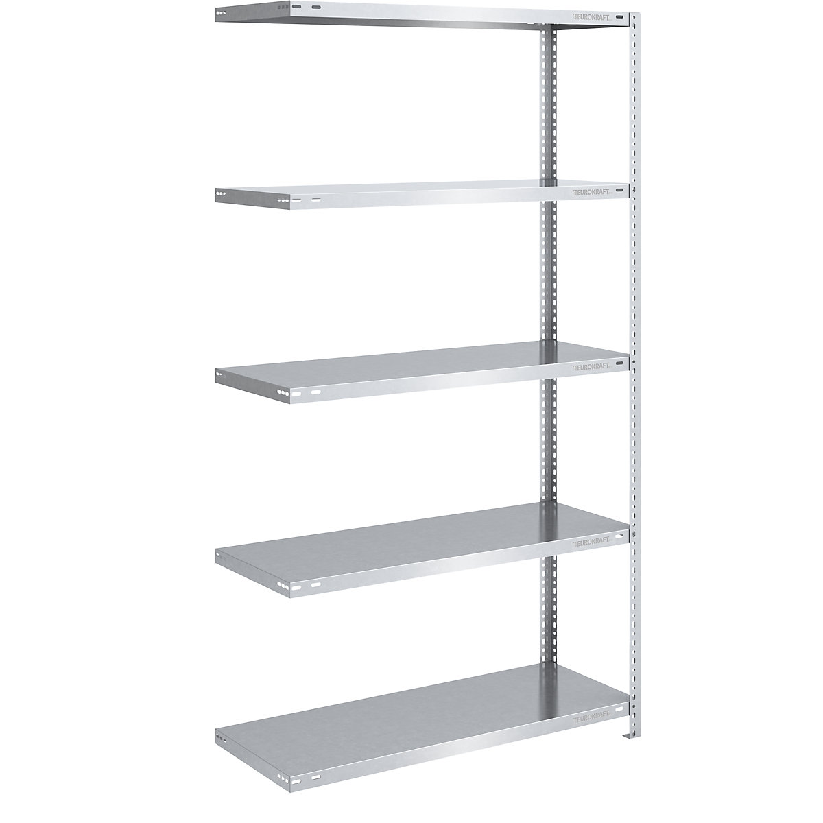 Storage bolt-together shelving, medium-duty – eurokraft pro, double-sided, HxWxD 2000 x 1000 x 500 mm, zinc plated, extension shelf unit-41