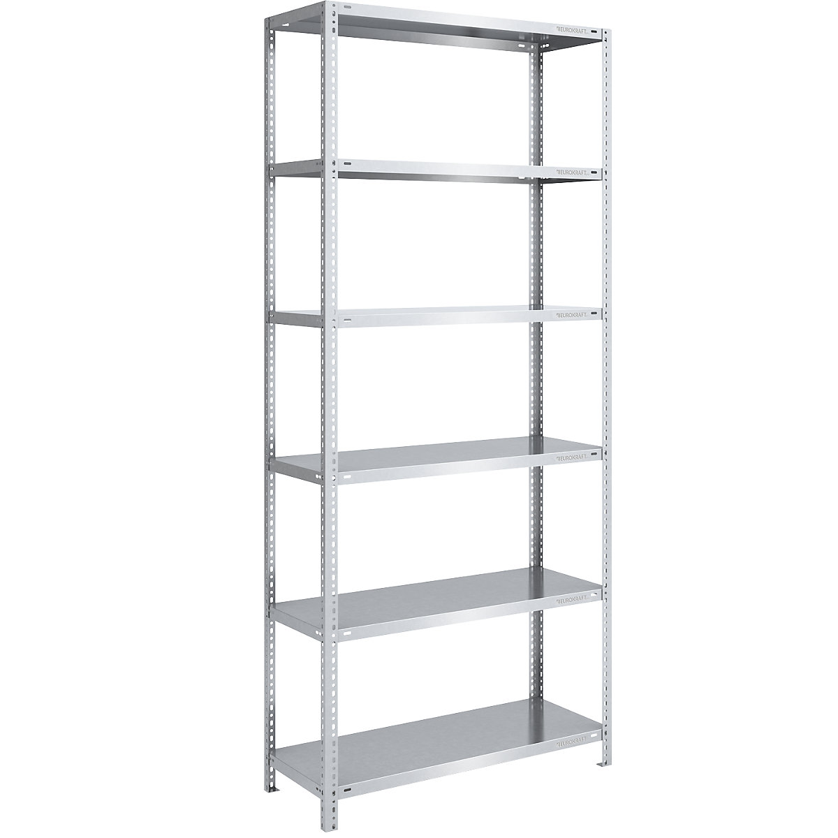 Storage bolt-together shelving, medium-duty – eurokraft pro, double-sided, HxWxD 2500 x 1000 x 500 mm, zinc plated, standard shelf unit-149