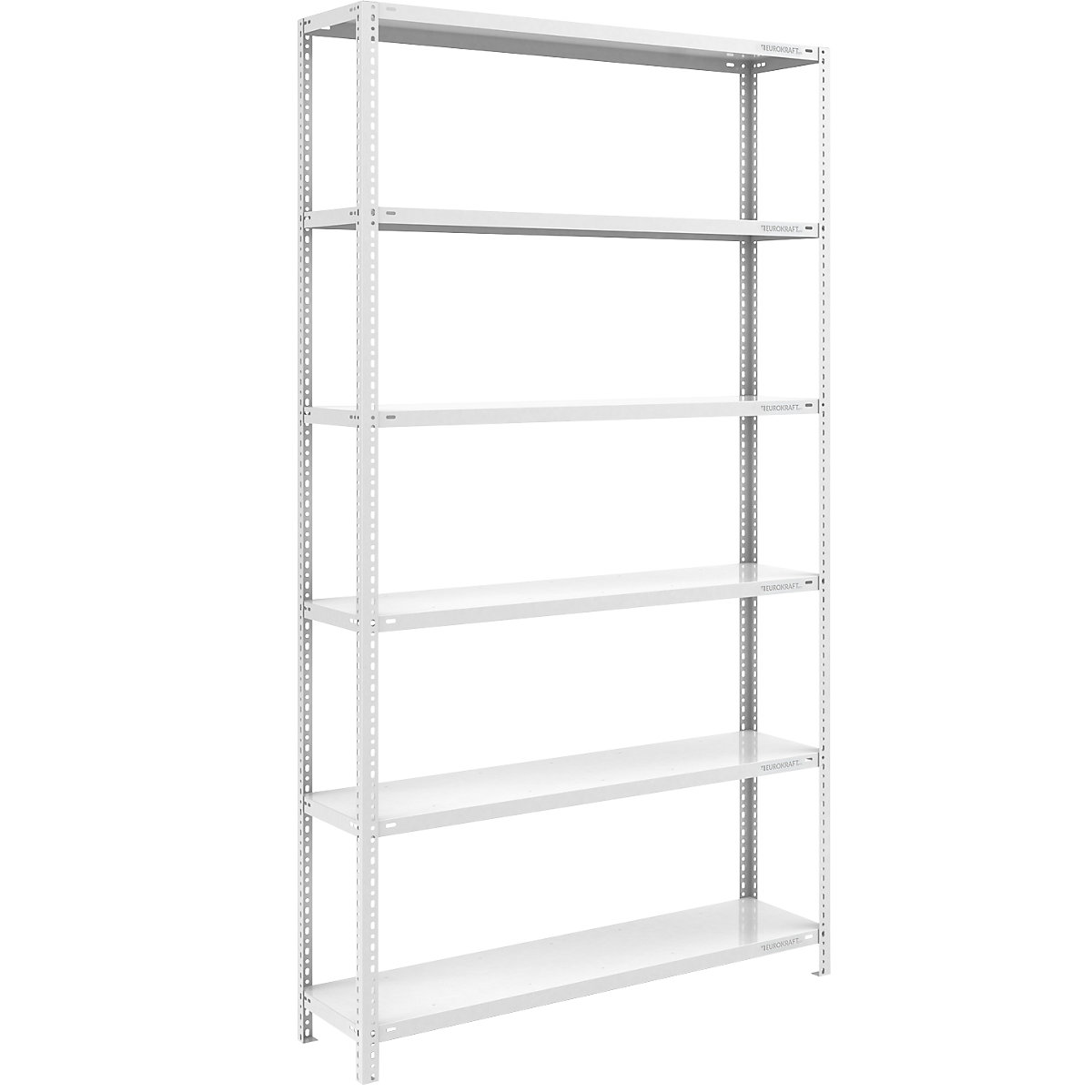 Storage bolt-together shelving, medium-duty – eurokraft pro, double-sided, HxWxD 2500 x 1300 x 400 mm, light grey, standard shelf unit-106