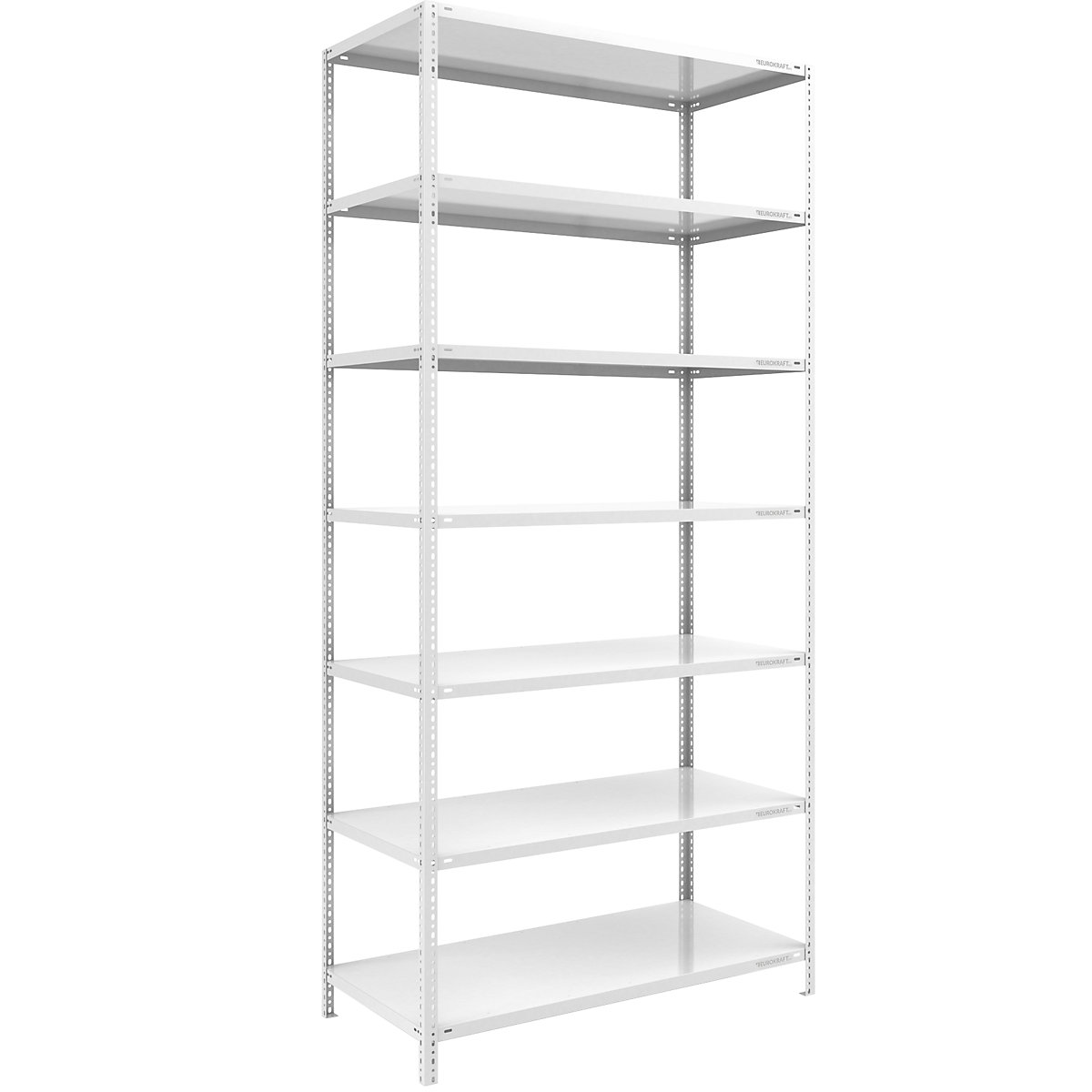 Storage bolt-together shelving, medium-duty – eurokraft pro, double-sided, HxWxD 3000 x 1300 x 800 mm, light grey, standard shelf unit-138