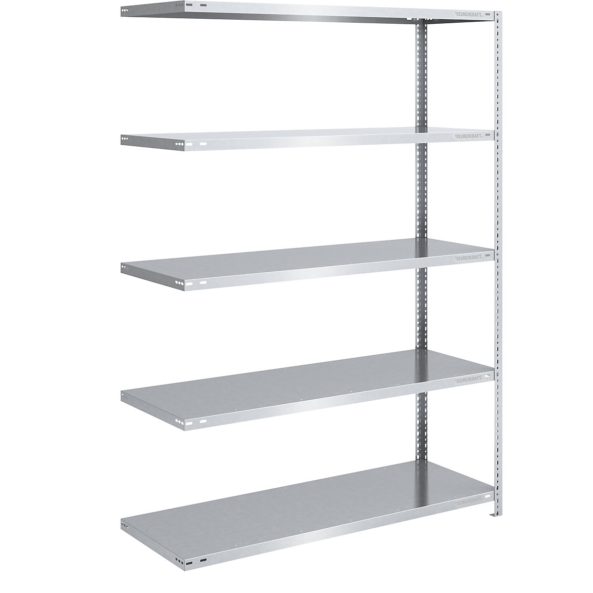 Storage bolt-together shelving, medium-duty – eurokraft pro, double-sided, HxWxD 2000 x 1300 x 600 mm, zinc plated, extension shelf unit-112