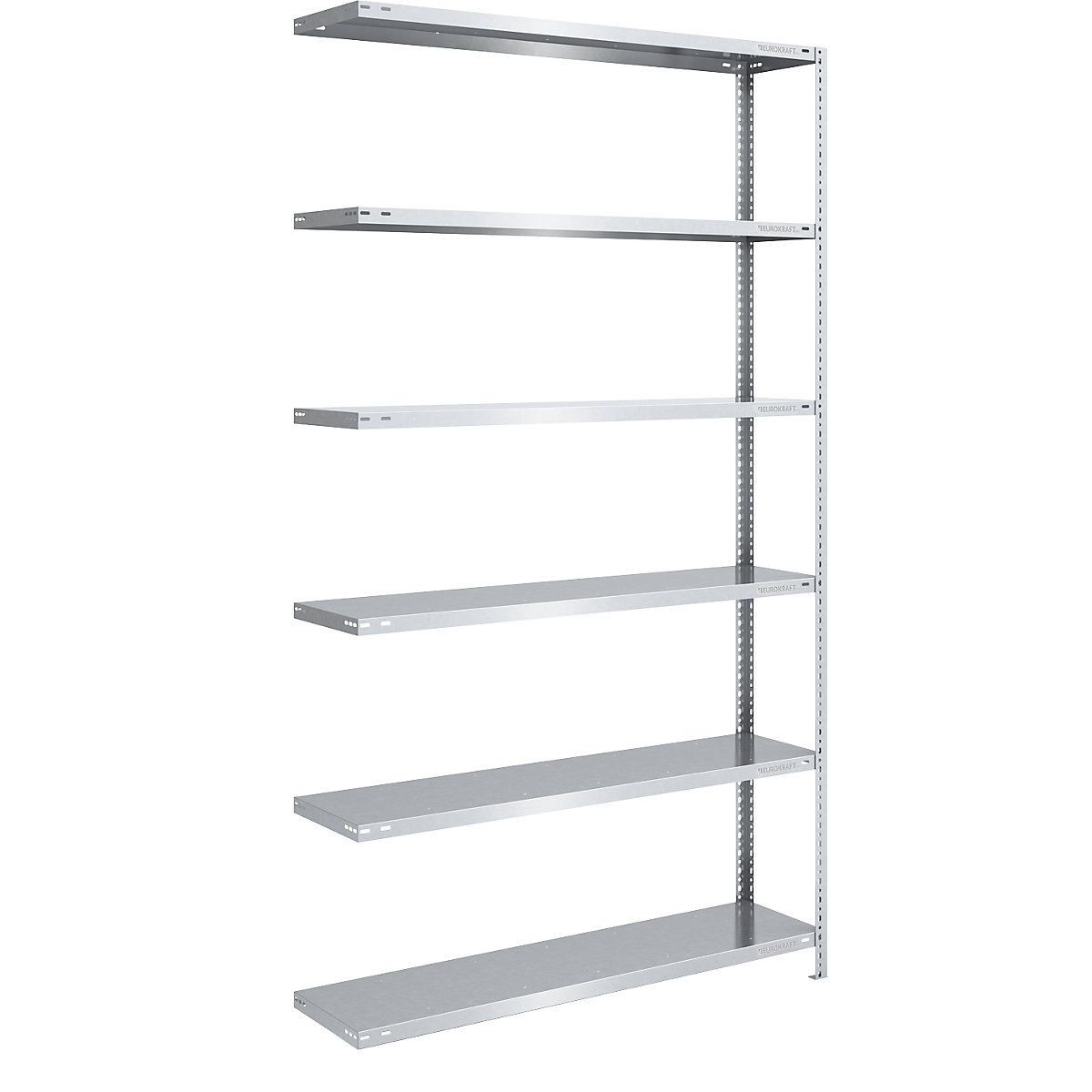 Storage bolt-together shelving, medium-duty – eurokraft pro, double-sided, HxWxD 2500 x 1300 x 400 mm, zinc plated, extension shelf unit-64