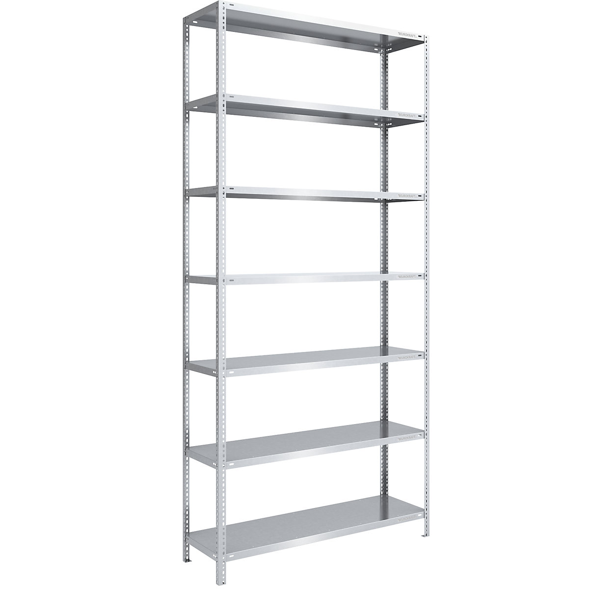 Storage bolt-together shelving, medium-duty – eurokraft pro, double-sided, HxWxD 3000 x 1300 x 500 mm, zinc plated, standard shelf unit-151