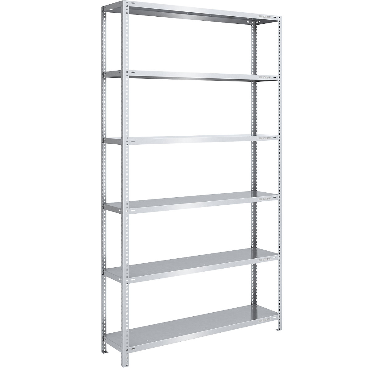 Storage bolt-together shelving, medium-duty – eurokraft pro, double-sided, HxWxD 2500 x 1300 x 400 mm, zinc plated, standard shelf unit-123